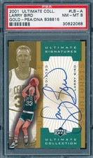 23/33 PSA 8 Larry Bird 2001 UD Ultimate Collection Gold Auto #LB-A picture