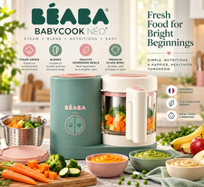 BEABA Babycook Neo Baby Food Maker Steamer Blender Glass Bowl Eucalyptus Pink picture