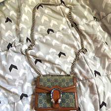 Gucci GG Pattern Small Shoulder Bag Chain Strap Brown/Beige Snap Silver HW picture