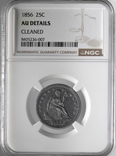 1856-P 25C SEATED LIBERTY QUARTER  NGC AU DETAILS 