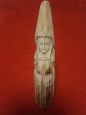 Antique 19th C. Carving Walking Cane Handle – Lady in Victorian Bonnet