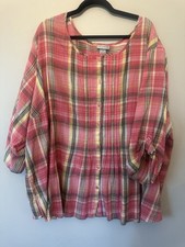 Catherines Plaid Blouse in pink and multicolored Lightweight Summer  picture