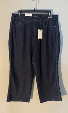 Judy Blue NWT Plus Cropped Braided Side Seam Wide Leg Dark Denim Jeans - 16W picture