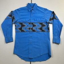 VTG 90s Wrangler X Long Tails Brush Popper Long Sleeve Button Up Shirt Aztec Med picture