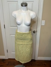 Burberry Prorsum Light Yellow Floral Lace Pencil Skirt, Size 4 (US) 40 (IT) picture