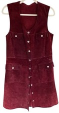 VTG 1960s 70s  BOHO HIPPIE SUEDE LEATHER FESTIVAL Jumper Dress Vest Handmade SEE picture