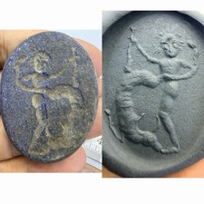 Near Eastern Ancient Roman Lapis Lazuli Seal intaglio Roman Relief Hunting Scene picture