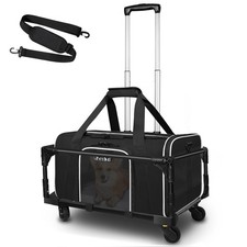 Petskd Rolling Pet Carrier 18x11x11 Airline Approved Small Dog Cat Travel Black picture