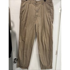 Dockers Pleated Chino Pants Mens 38x34 Tan Good Cotton Straight Leg Cuffed USA picture