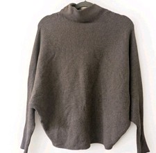 Anthropologie Philosophy Ribbed Sweater Womens M Gray Dolman Sleeve Mock Neck  picture