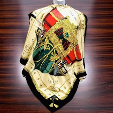 HERMES PARIS VUE DU CAROSSE DE LA GALERE 100% silk scarf 34