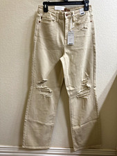 Judy Blue Women's High Rise Bone Distressed Straight Leg Jeans JB88823 C picture