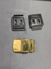 Vintage Solid Brass and Black Metal Belt Buckles Set of 3 picture