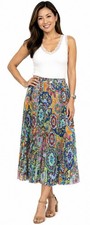 NWT Johnny Was Raven Pleated Napperon Skirt Size XS Elastic Waist Artsy $248 picture