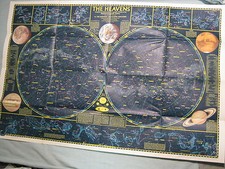 THE HEAVENS MAP + MONTHLY STAR CHARTS National Geographic August 1970  picture