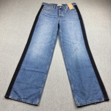 Madewell Jeans Womens 30x30 Blue Low Slung Baggy High Rise Wash Rigid Pants NWT picture