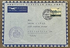 RARE 1946 SWITZERLAND CONSULATE OF PERU IN ZURICH COVER SENT TO PITTSBURGH, PA picture