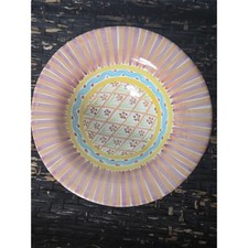 Vtg MacKenzie-Childs Summer Frock Terra Cotta Rimmed Bowl 9 Inch Hand Painted 95 picture