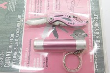 Gerber Curve Pink Breast Cancer Multi Tool Folding Pocket Knife & Flashlight picture