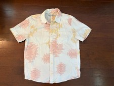 Outerknown Mens Medium Short Sleeve button-up Shirt - White Southwestern Pattern picture