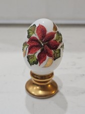 VINTAGE FENTON RUBY RED POINSETTIA PEDESTAL EGG **SIGNED, #1343/2500 picture