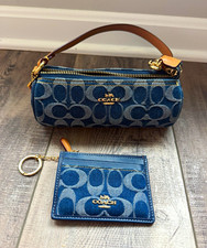 Coach Nolita Barrel Bag CZ459 + Mini Skinny ID Case CZ464 Signature Denim Set picture