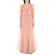 Burberry Floral-embroidered Puff-sleeve Dress In Dusty Pink, Brand Size 2 (US picture
