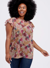 Torrid Plus Size 2X Chiffon Sheer Floral Top Sleeveless Keyhole Neck Rose NWT picture