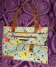 Lily Bloom Floral Butterfly Multicolor Purse Zip Top w/ Matching Wallet picture