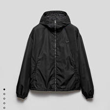 PRADA Re-Nylon Black Hooded Full Zip Jacket Logo Short Length Men’s L picture