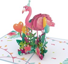 Flamazing Birthday Flamingo Pop-Up Card with Notecard & Envelope picture