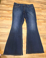 American Eagle Super Stretch X Artist Flare Dark Wash Blue Jeans 18 Plus picture