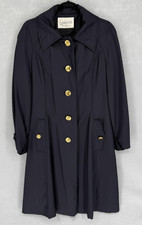 Vintage Youthcraft Coat Womens Medium Navy Gold Button Dress Trench 60s Mod picture