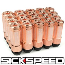 SICKSPEED 20 PC ROSE GOLD CAPPED ALUMINUM EXTENDED 50MM 3 PC LUG NUTS 14X1.5 picture