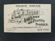 1880 antique FRANK with GP NOYES albany ny HAW STRAW PRODUCE business AD CARD picture