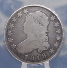 1818 Capped BUST Silver Quarter 25c ANACS G6 Details #176 Good ECC&C, Inc. picture