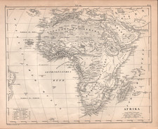 1857 AFRICA MAP (AFRIKA) antique German engraved topographical AFRICAN CONTINENT picture