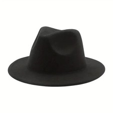 Classic Wide Brim Fedora Hat Felt Panama Jazz Cap Unisex Style, Men, Woman picture