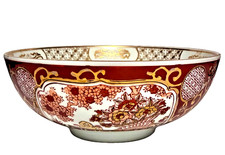 Vintage Japanese Hand Painted Gold Imari Floral Rickshaw 8.5