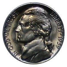 1939 -D Jefferson Nickel (straight steps V2) - Choice/Gem BU Coin (1 pc) picture