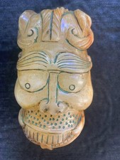 Large Unique Rare Chinese Old HeTian Jade Hand Carved *Beast Mask* Belt Buckle picture