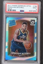 2017-18 Donruss Optic Donovan Mitchell RC Rookie Holo #188 Utah Jazz PSA 9 picture