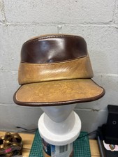 VTG 1960s-1970s VINYL Brown Sz XL HUNTING CAP Ear/ Neck Flap Great Shape picture