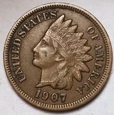 1907 Indian Head Cent Penny FULL LIBERTY VF / XF  picture