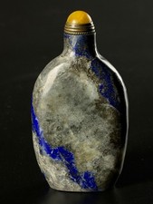 Vintage Chinese Mottled Lapis Lazuli Snuff Bottle - Hand Polished picture