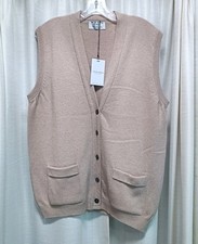 NWT White Of Hawick Men's Size 42 Beige 100% Lambswool 5 Button Vest Scotland picture