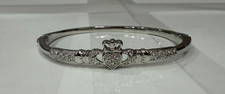 Irish Claddagh Celtic Bangle Bracelet Heart Crown Hands Rhinestone Accents picture