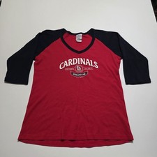 Vintage MLB St Louis Cardinals Red 3/4 Sleeve Raglan V-Neck Shirt Womens Medium picture