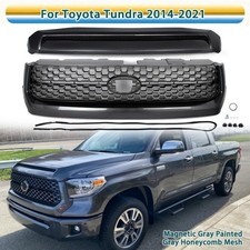 For 2014-2021 Toyota Tundra Magnetic Gray Front Upper Grille+Hood Bulge Molding picture