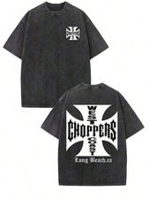 Vintage West Coast Choppers Shirt Black 230g Heavyweight DTG Print Acid Wash Tee picture